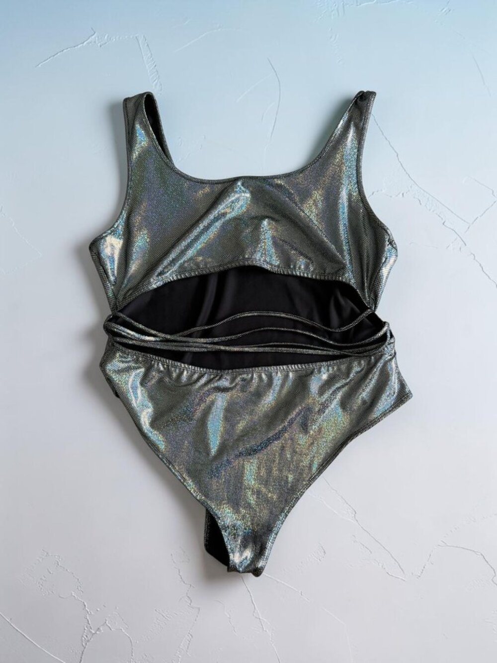 F21 Forever 21 Silver Metallic Cutout Bodysuit Size 3X